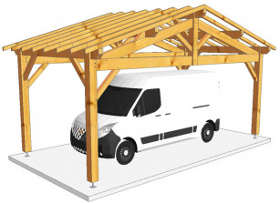 CHARPENTE BOIS 2 PENTES TENON/MORTAISE - 22M2