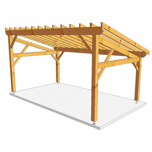 CHARPENTE BOIS MONOPENTE TENON/MORTAISE - 24M2