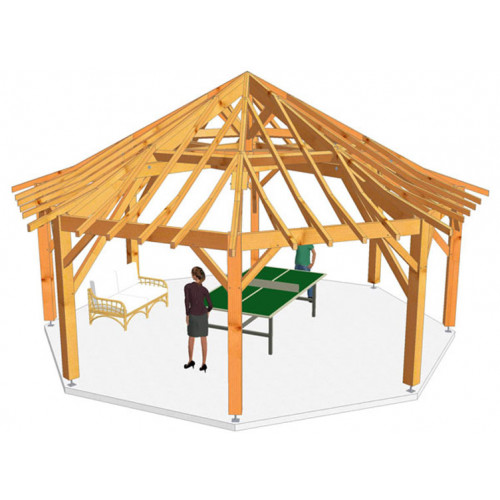 CHARPENTE BOIS OCTOGONALE TENON/MORTAISE - 47M2