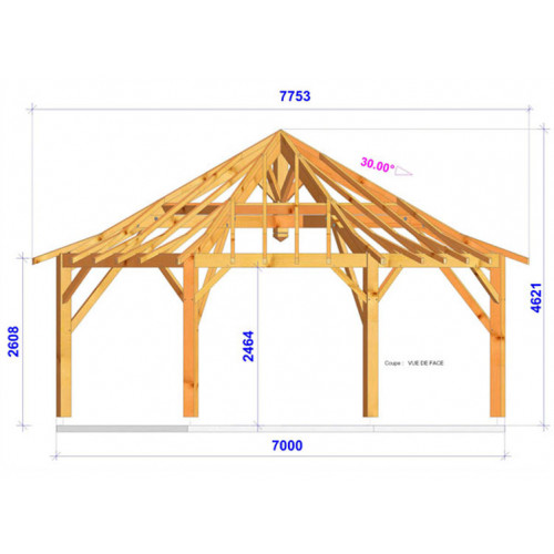 CHARPENTE BOIS OCTOGONALE TENON/MORTAISE - 47M2