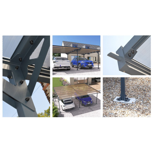 CARPORT ALU DOUBLE TOIT PLAT