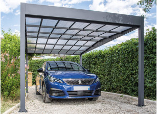 CARPORT ALUMINIUM 2 PENTES EFFET TOIT PLAT