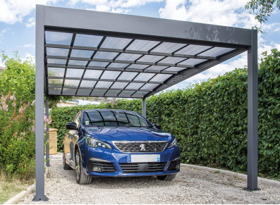 CARPORT ALUMINIUM 2 PENTES EFFET TOIT PLAT