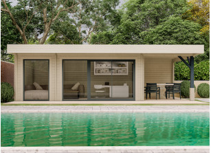 Bureau jardin avec terrasse couverte