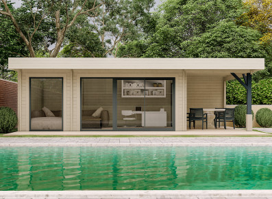 Bureau jardin avec terrasse couverte