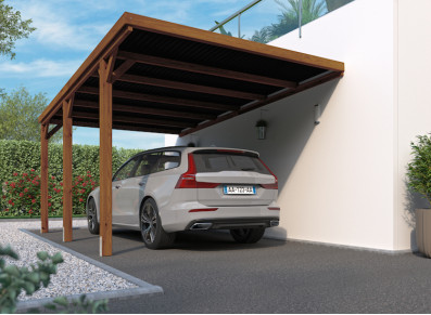 Carport adossé bois traité - 15.5M2