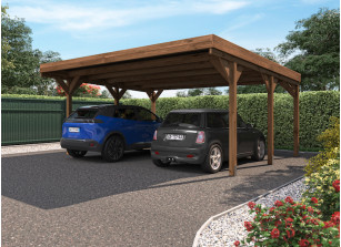 Carport double bois traité - 30.7M2