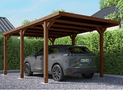 Carport avec abri bois adossé Arthur - Kit Premium Garanti 5 ans.