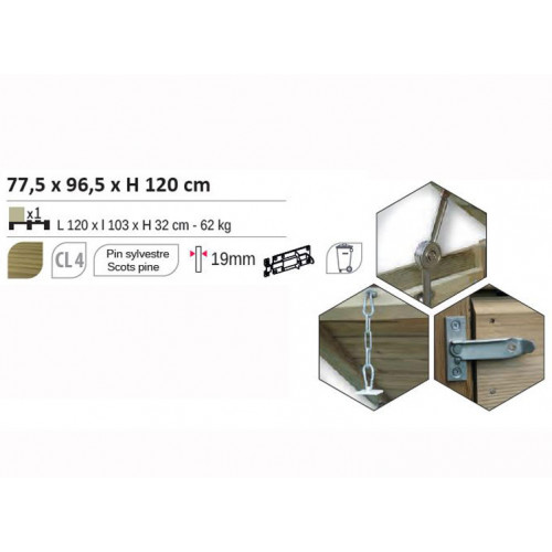 Abri poubelle bois traité - 19MM