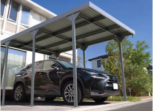 Carport Double en Bois d'Épicéa Traité et Fibre de Verre Capri 30