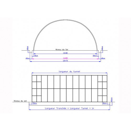 TUNNEL DE STOCKAGE PVC POSE TERRE