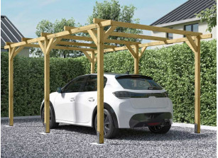 Abri voiture en bois autoportant - 3,2 x 5,1 m - Weka - Sans toiture -  Happy bois - Le spécialiste des piscines hors sol en bois