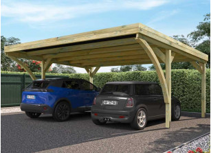 Carport double bois traité - 30.7M2