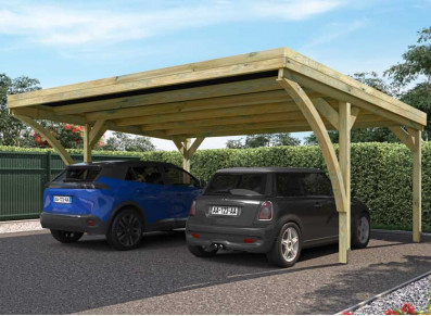 Carport double bois traité - 30.7M2