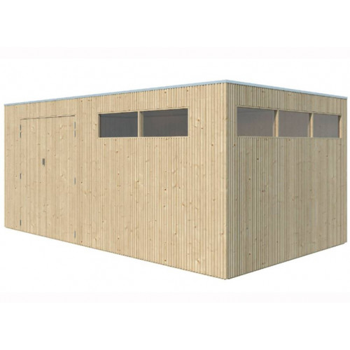 abri jardin panneaux bois toit plat 13.80 m2