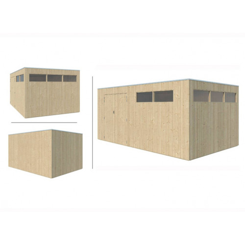 abri jardin panneaux bois toit plat 13.80 m2