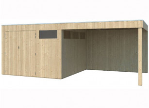 abri jardin bois avec auvent panneaux bois 12.6 m2