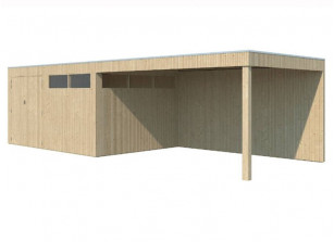 abri jardin bois avec auvent panneaux bois 12.6 m2