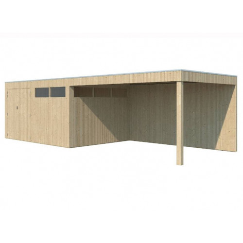 abri jardin bois avec auvent panneaux bois 26 m2