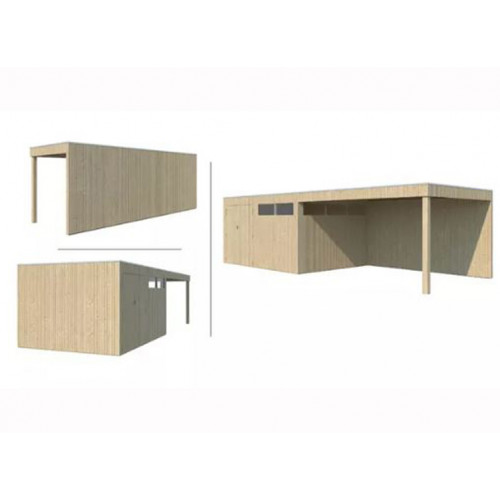 abri jardin bois avec auvent panneaux bois 26 m2