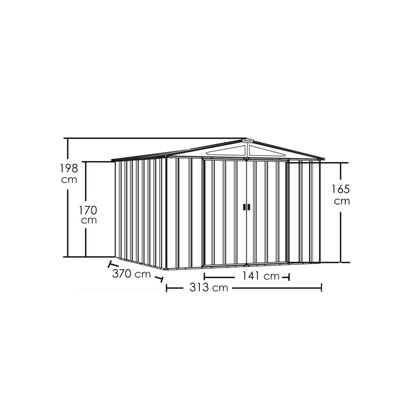 ABRI METALLIQUE PORTES COULISSANTES 10M2 - PAS CHER