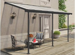 Toit terrasse adossé en aluminium et polycarbonate clair