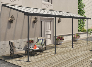 Toit terrasse adossé en aluminium et polycarbonate clair