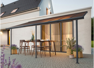 Abri Terrasse Alu Gris couverture Polycarbonate bronze - 16m2