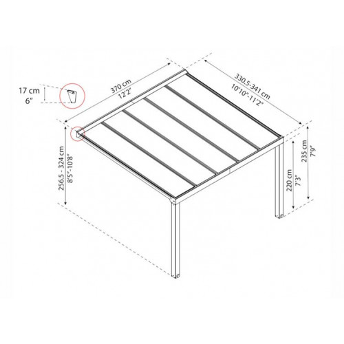 Abri Terrasse Alu Gris - 12m2