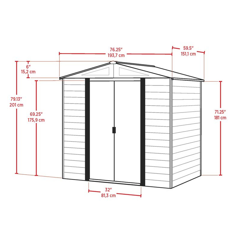 Abri de jardin métal 7,1 m2 double porte