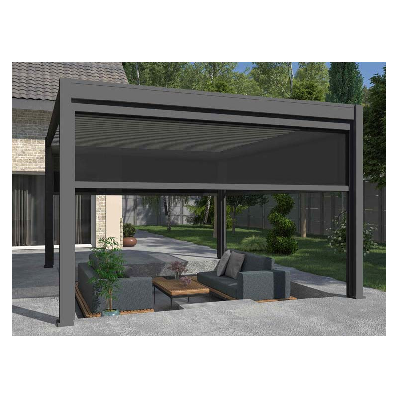 Pergola Bioclimatique Aluminium Gris 16 M² Grande Hauteur - PRIX BAS