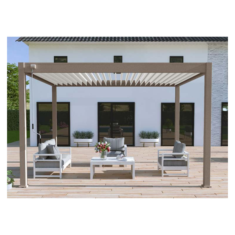 Pergola bioclimatique adossée en aluminium superficie de 12m²