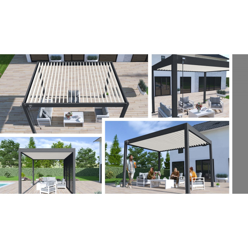 Pergola bioclimatique adossée en aluminium superficie de 12m²