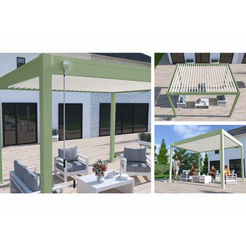PERGOLA ALU BIOCLIMATIQUE BICOLOR STORE BLANC 12M2