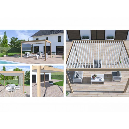 PERGOLA ALU BIOCLIMATIQUE BICOLOR GRIS/BLANC STORE BLANC12M2