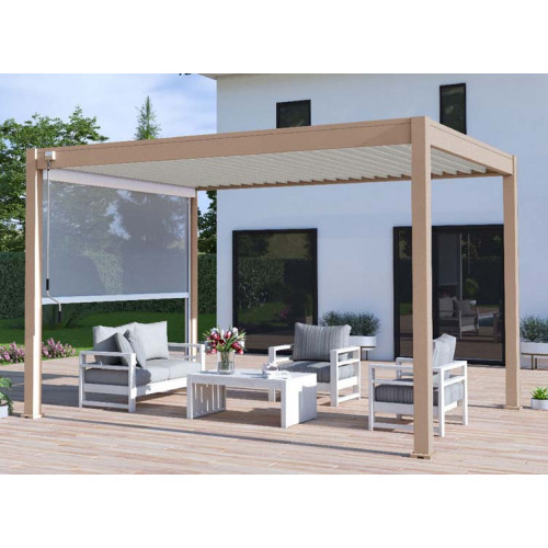 PERGOLA ALU BIOCLIMATIQUE BICOLOR BEIGE/BLANC STORE BLANC 12M2