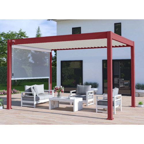 PERGOLA ALU BIOCLIMATIQUE BICOLOR ROUGE/BLANC STORE BLANC 12M2