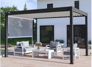 PERGOLA ALU BIOCLIMATIQUE BICOLOR GRIS/BLANC STORE BLANC12M2