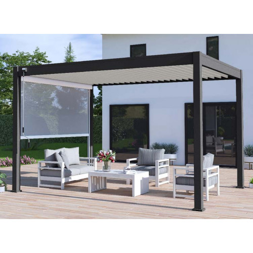 PERGOLA ALU BIOCLIMATIQUE BICOLOR GRIS/BLANC STORE BLANC12M2