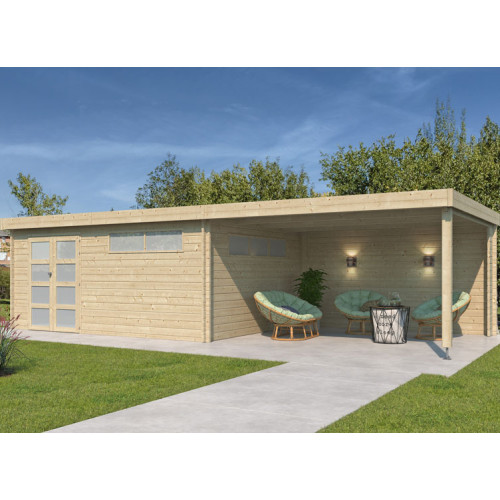 ABRIS JARDIN BOIS 44 MM - TOIT ACIER ET AUVENT