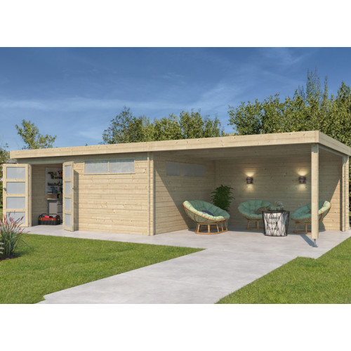 ABRIS JARDIN BOIS 44 MM - TOIT ACIER ET AUVENT