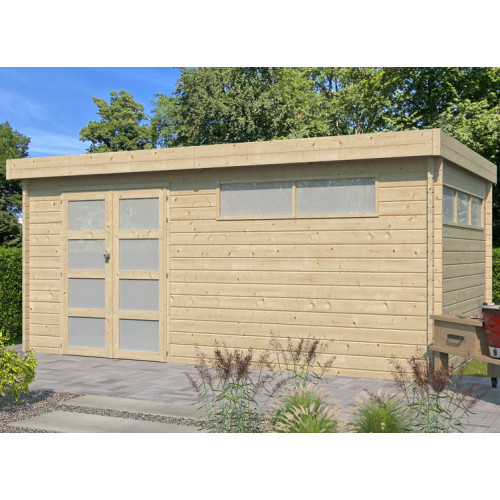 ABRI JARDIN MADRIER BOIS 44 MM  5,12 x 3,27 M