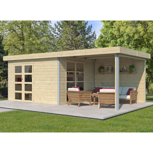 Abris Bois Brut Madriers 28mm Fermeture à Clefs  10m2