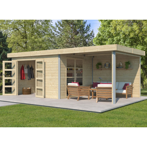 Abris Bois Brut Madriers 28mm Fermeture à Clefs  10m2