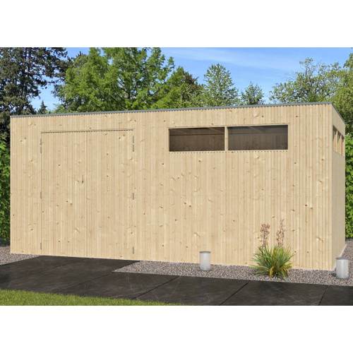 abri jardin panneaux bois toit plat 13.80 m2