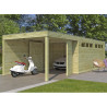 Garage + carport adossé, toit plat en EPDM - bois imprégné 28 mm