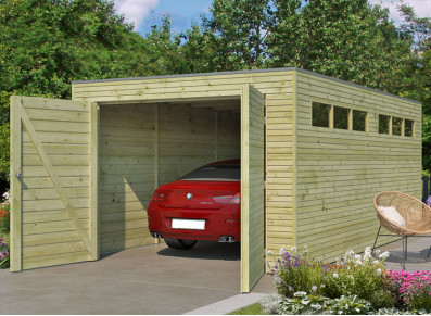 Garage toit plat en EPDM - panneaux bois 28 mm