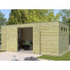 Abri de jardin en bois panneaux 28 mm toit plat - 15m2