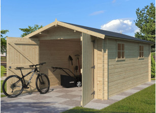 Garage madriers bois brut - 15m2