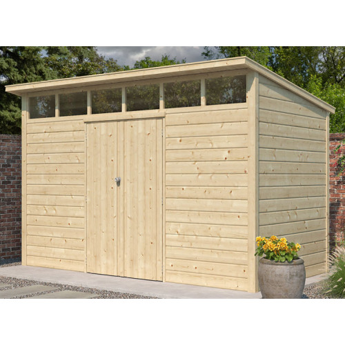 abri de jardin bois brut 28 MM avec skylight  3,66 x 2,71 M